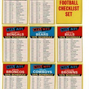 1975 Topps Complete Team Schedule Checklist Set Hand Cut