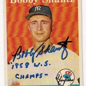 1958 Topps Bobby Shantz Signed and Inscribed Card