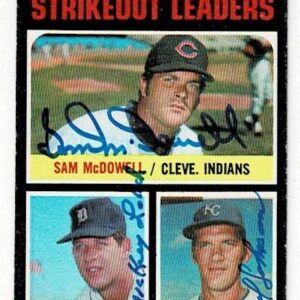 1971 Topps American League Strikeout Leaders Signed by All Three Players