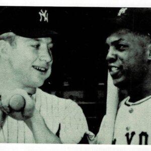 1961 Yankee Stadium Postcard Mickey Mantle & Willie Mays