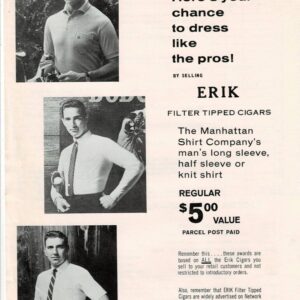 Erik Filter Tipped Cigars Order Sheet Advertisement w/ Sandy Koufax
