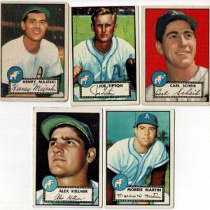 Lot of 9 1952 Topps Baseball Cards Philadelphia A's