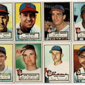 Lot of 8 1952 Topps Baseball Cards Cleveland Indians