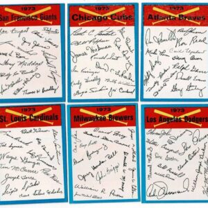 Lot of 6 1973 Topps Baseball Blue Team Checklists Unmarked
