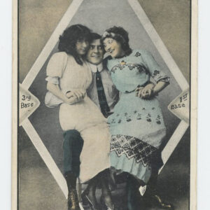 c. 1913 Baseball Themed Postcard A Double Play