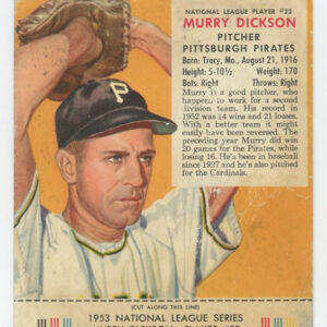 1953 Red Man Tobacco with Tab Murry Dickson NL #22