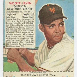 1952 Red Man Tobacco with Tab Monte Irvin NL #9