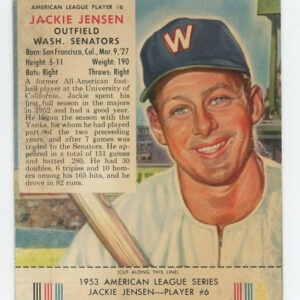 1953 Red Man Tobacco with Tab Jackie Jensen AL #6