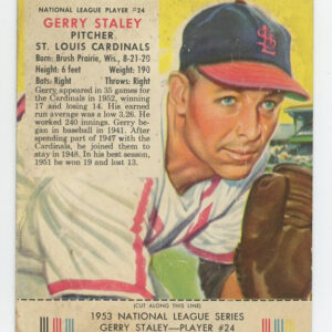 1953 Red Man Tobacco with Tab Gerry Staley NL #24