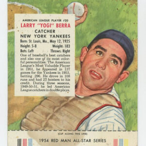 1954 Red Man Tobacco with Tab Yogi Berra AL #20