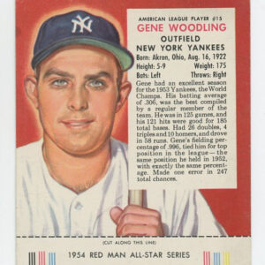 1954 Red Man Tobacco with Tab Gene Woodling AL #15