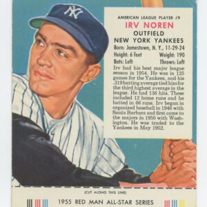 1955 Red Man Tobacco with Tab Irv Noren AL #9