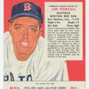 1955 Red Man Tobacco with Tab Jimmy Piersall AL #21