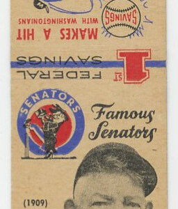 1959 1st Federal Savings Famous Senators Baseball Series Matchbooks Nick Altrock