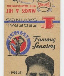 1959 1st Federal Savings Famous Senators Baseball Series Matchbooks Joe Kuhel
