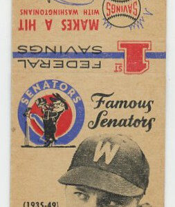 1959 1st Federal Savings Famous Senators Baseball Series Matchbooks Buddy Lewis