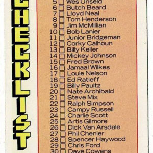 1976-77 Topps Basketball Unmarked Checklist #48