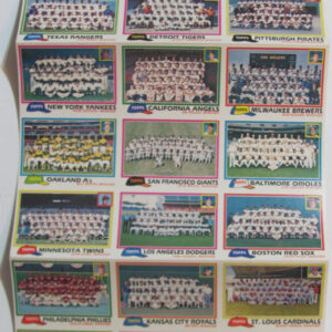 1981 Topps Baseball Mail In Uncut Sheet 26 Team Checklists Unused