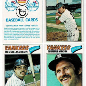 1977 Burger King Complete Set New York Yankees with Lou Piniella