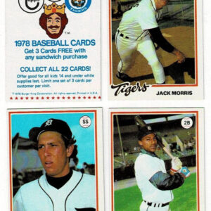 1978 Burger King Complete Set Detroit Tigers