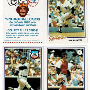 1978 Burger King Complete Set New York Yankees