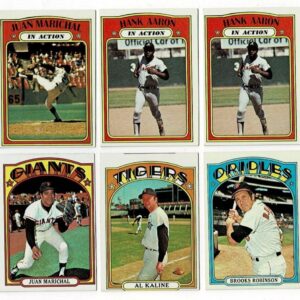 Lot of 6 1972 Topps Baseball Hall of Famers