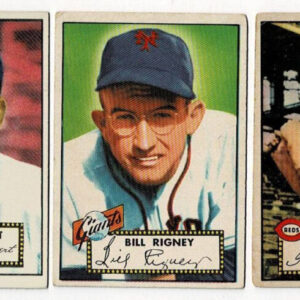 Lot of 3 1952 Topps Baseball Cards: Randy Gumpert, Grady Hatton, Bill Rigney