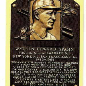 Warren Spahn Signed Yellow Hall of Fame Plaque
