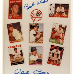Clete Boyer Signed 8X10 Collage of His Cards