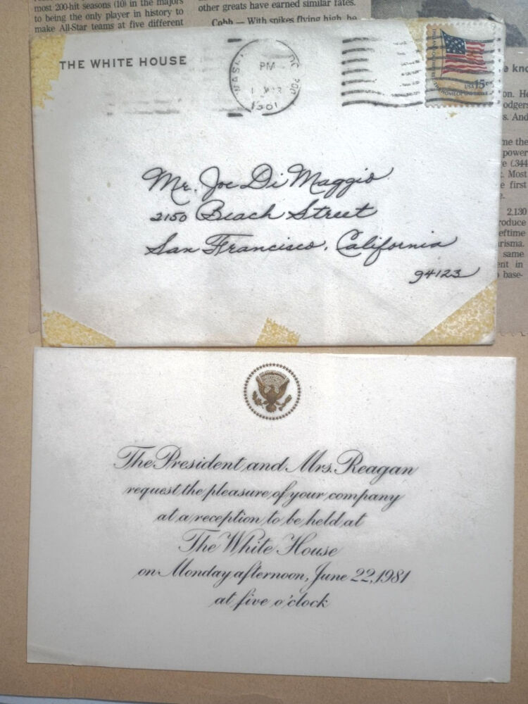 1981 White House Invitation of Joe DiMaggio LOA - Image 2