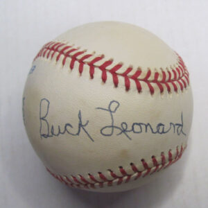 Buck Leonard Signed & Inscribed Baseball  HOF 1972
