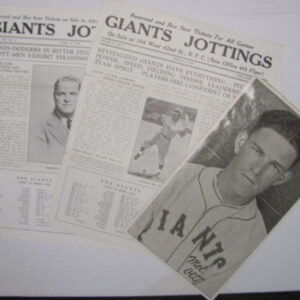 Lot of 2 Giants Jottings Newsletters 1939, 1942 & Mel Ott Photo