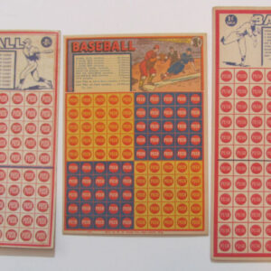 Lot of 3 Vintage Baseball Punchboard Trade Stimulator Push Cards Cigar Advertising