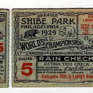 1929 Philadelphia Athletics vs Chicago Cubs World Series Ticket Stub Game 5