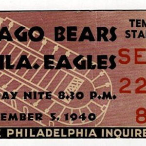 1940 Philadelphia Eagles vs Chicago Bears Ticket Stub