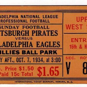 1934 Pittsburgh Pirates vs. Philadelphia Eagles Football Ticket