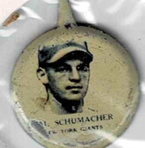 1938 Our National Game Pin Hal Schumacher