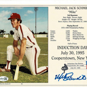 Mike Schmidt Signed Induction Day Card Baseball Hall of Fame 500 HRs JSA