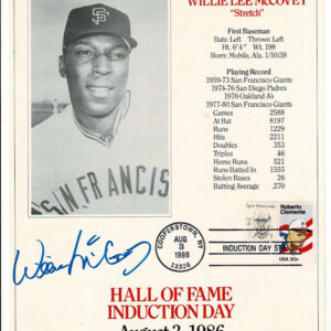 Willie McCovey Signed Induction Day Card Baseball Hall of Fame 500 HRs JSA