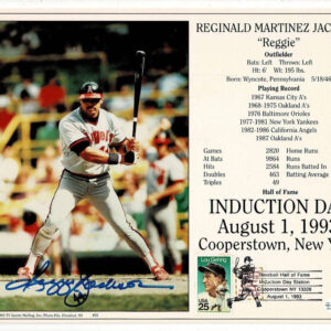 Reggie Jackson Signed Induction Day Card Baseball Hall of Fame 500 HRs JSA