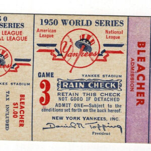 1950 World Series Ticket New York Yankees vs. Philadephia Phillies Game 3