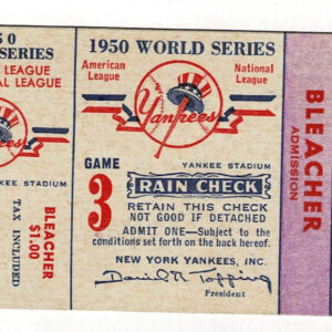 1950 World Series Ticket New York Yankees vs. Philadephia Phillies Game 3