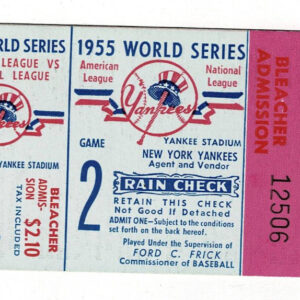 1955 World Series Ticket New York Yankees vs. Brooklyn Dodgers Game 2