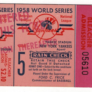 1958 World Series Ticket New York Yankees vs.  Milwaukee Braves Game 5